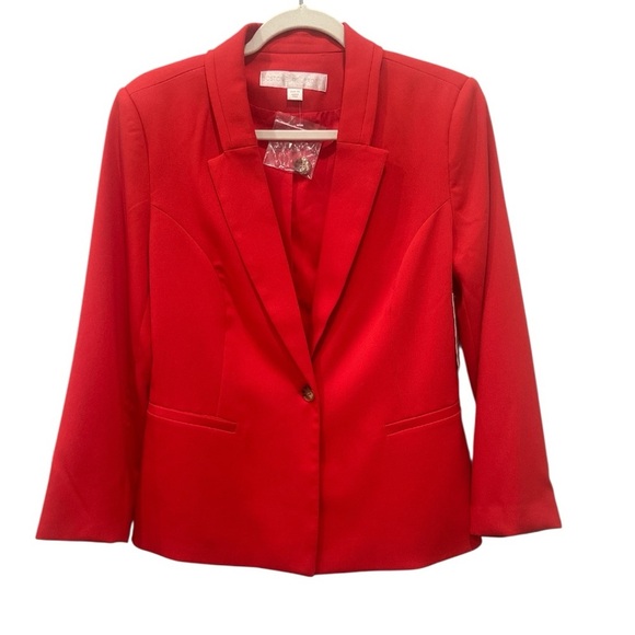 Boston Proper Classic Red Blazer NWT Sz 10 Career Holidays Layer Classy Office - Picture 1 of 11